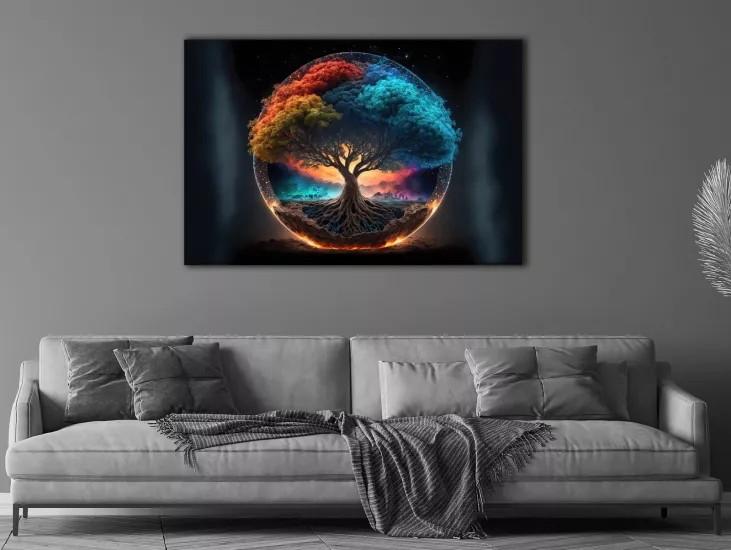 Hayat Ağacı - Laminasyonlu Kanvas Tablo