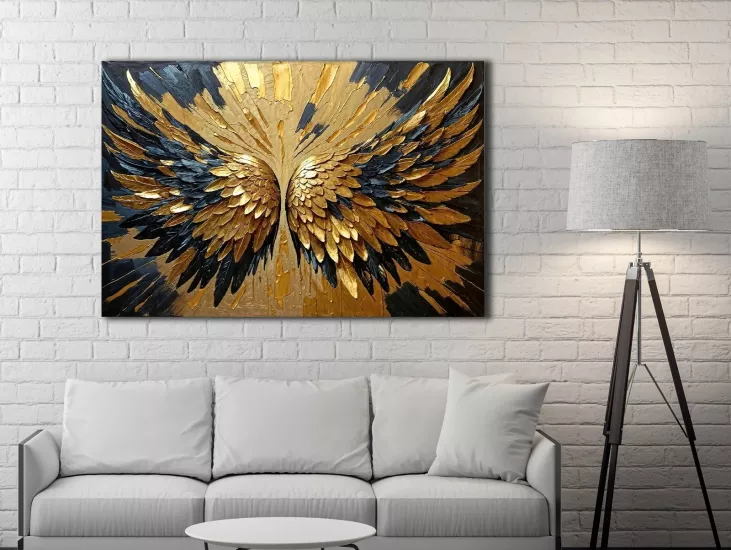 Melek Kanatları - Sim İşlemeli Kanvas Tablo