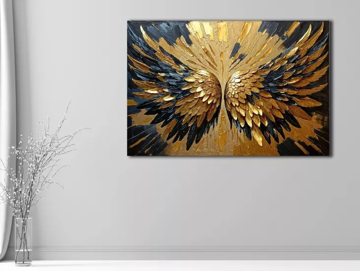 Melek Kanatları - Sim İşlemeli Kanvas Tablo