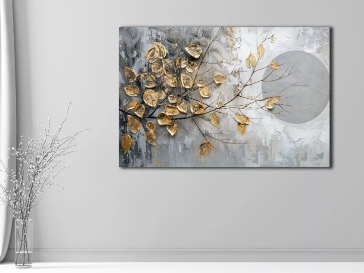 Sonbahar ve Ay - Sim İşlemeli Kanvas Tablo