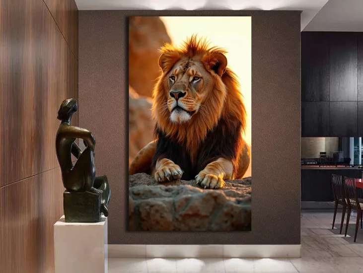 Aslan - Laminasyonlu Kanvas Tablo