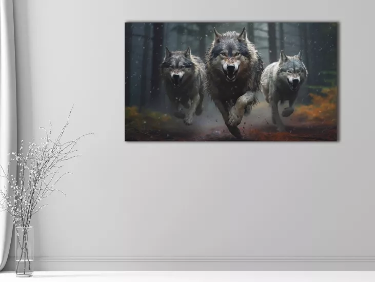 Kurtlar - Laminasyonlu Kanvas Tablo