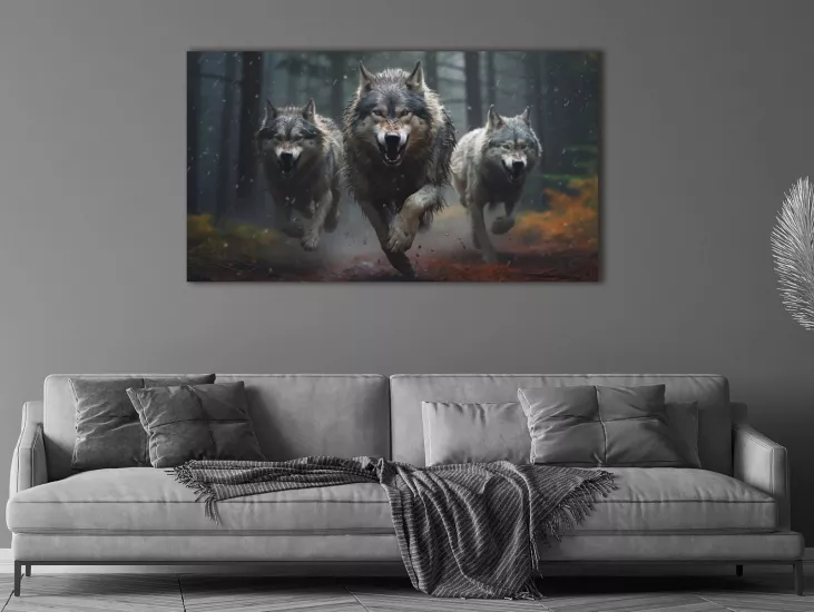 Kurtlar - Laminasyonlu Kanvas Tablo