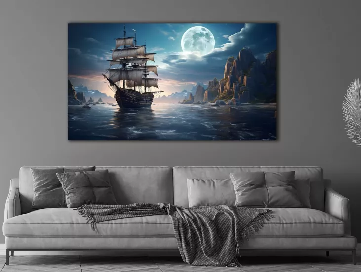 Yelkenli - Laminasyonlu Kanvas Tablo