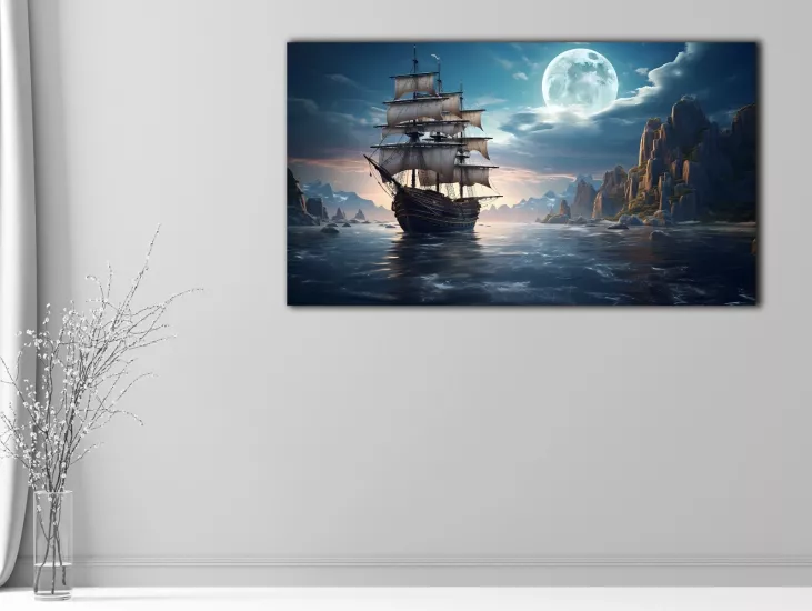 Yelkenli - Laminasyonlu Kanvas Tablo