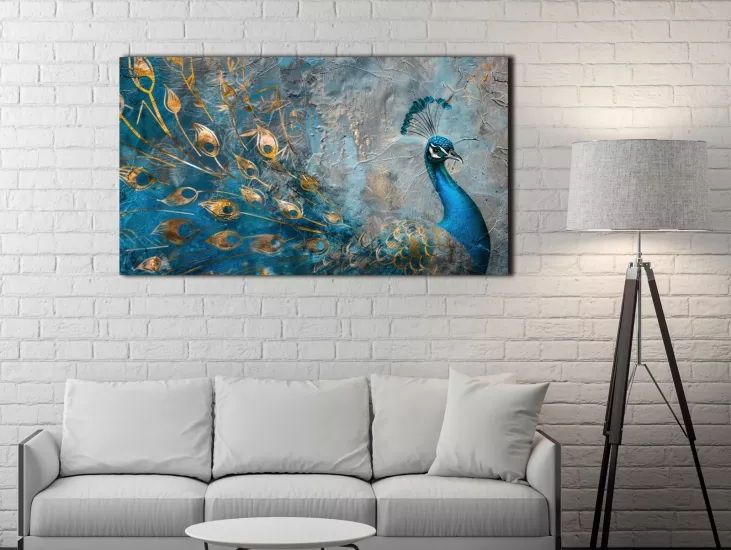 Tavus Kuşu - Sim İşlemeli Kanvas Tablo