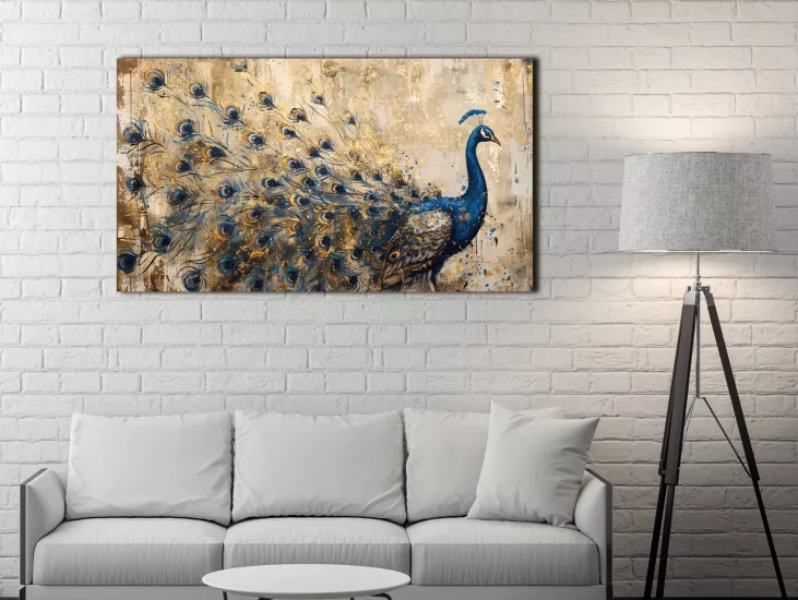 Tavus Kuşu - Sim İşlemeli Kanvas Tablo