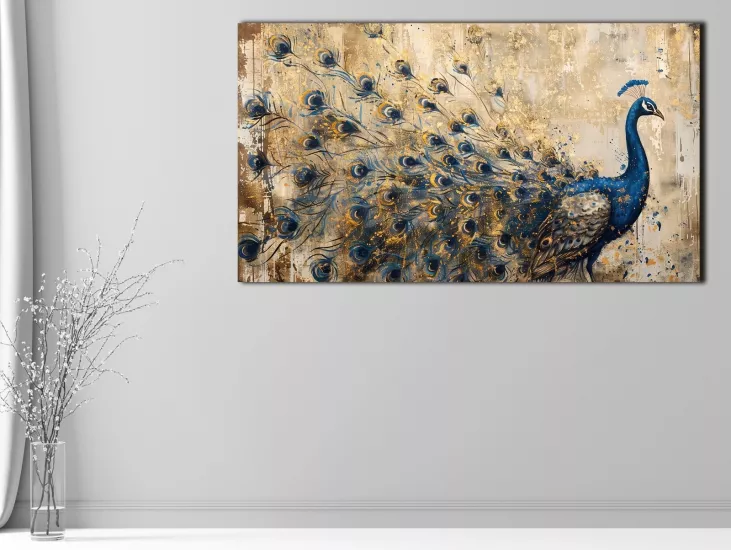 Tavus Kuşu - Sim İşlemeli Kanvas Tablo