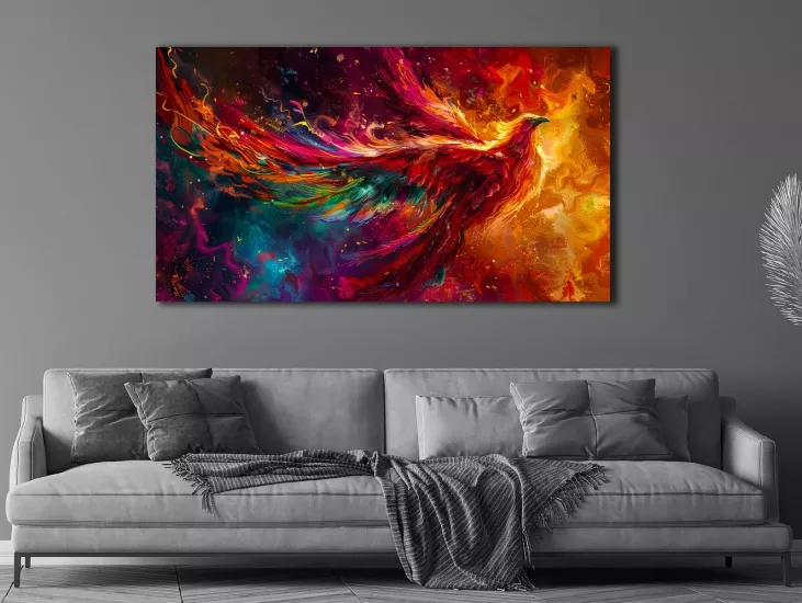 Anka Kuşu - Sim İşlemeli Kanvas Tablo