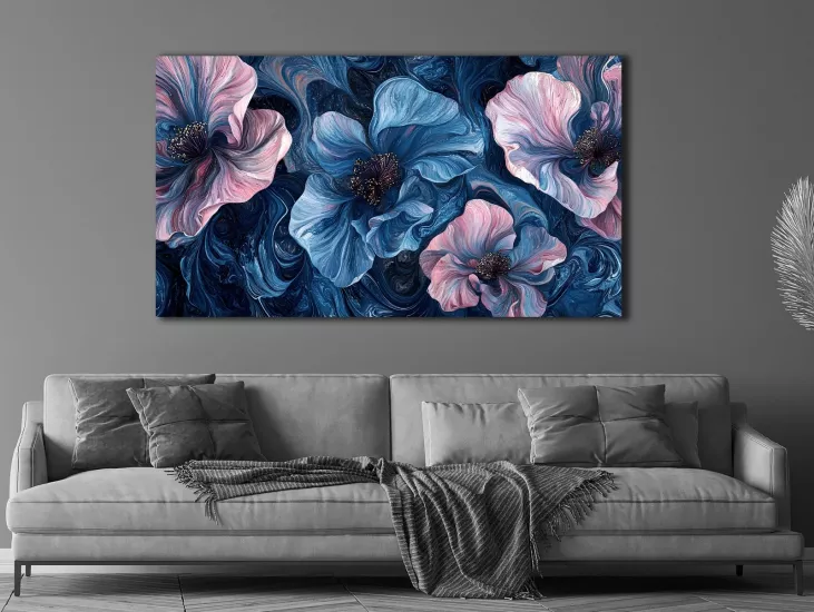 Çiçekler - Sim İşlemeli Kanvas Tablo