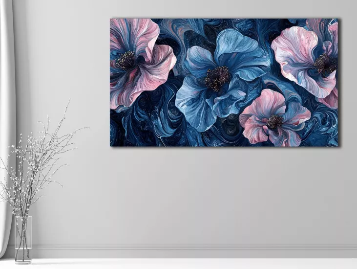 Çiçekler - Sim İşlemeli Kanvas Tablo