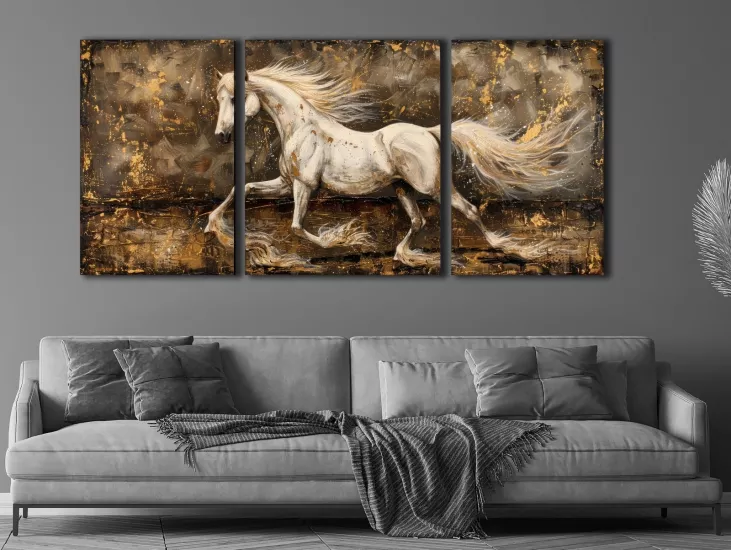 Horse - Laminasyonlu Kanvas Tablo 3 lü Set