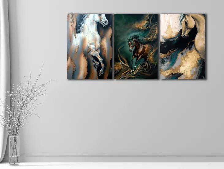 Horse - Laminasyonlu Kanvas Tablo 3 lü Set