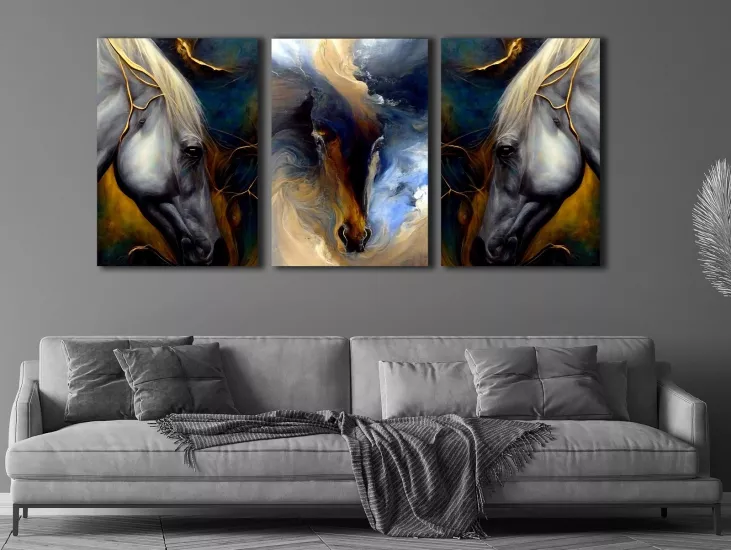 Horse - Laminasyonlu Kanvas Tablo 3 lü Set
