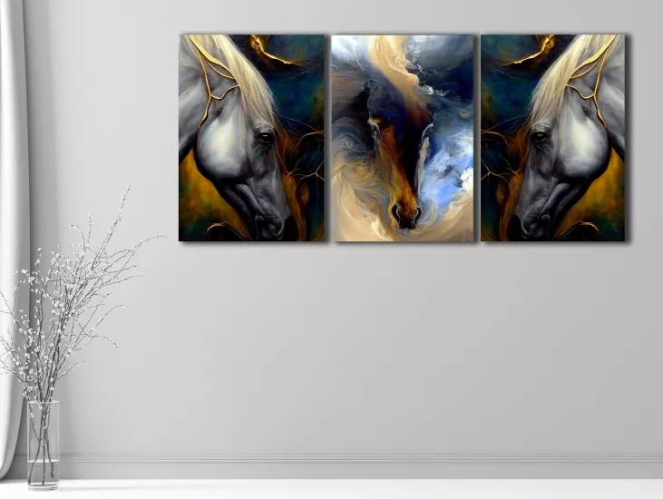 Horse - Laminasyonlu Kanvas Tablo 3 lü Set