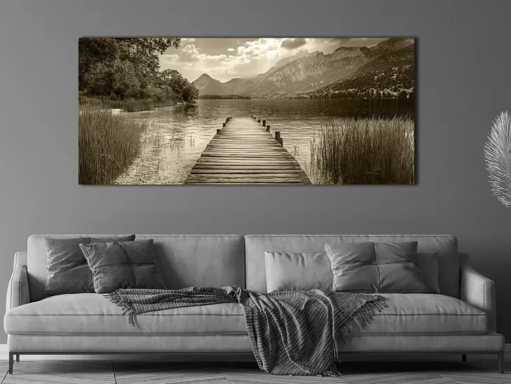 Göl Kenarı - Laminasyonlu Kanvas Tablo