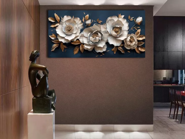 Çiçekler - Sim İşlemeli Kanvas Tablo