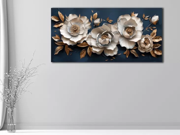 Çiçekler - Sim İşlemeli Kanvas Tablo