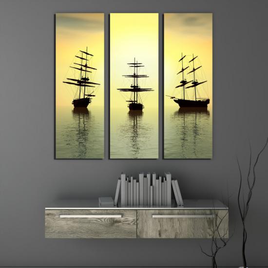 Ship Set - Yağlı Boya Efektli Kanvas Tablo 3 lü Set