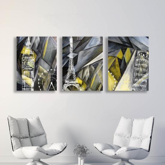 Cities - Laminasyonlu Kanvas Tablo 3 lü Set
