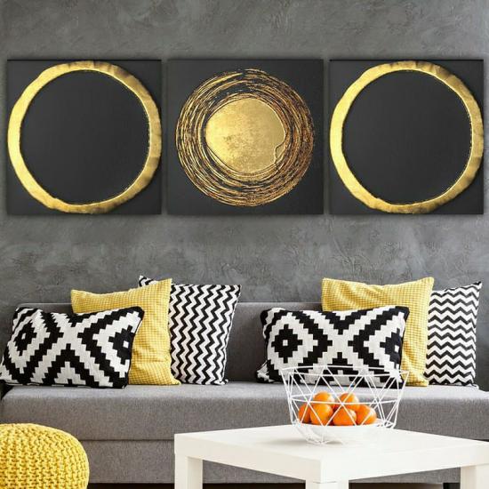 HALKA - Sim İşlemeli Kanvas Tablo 3 lü Set