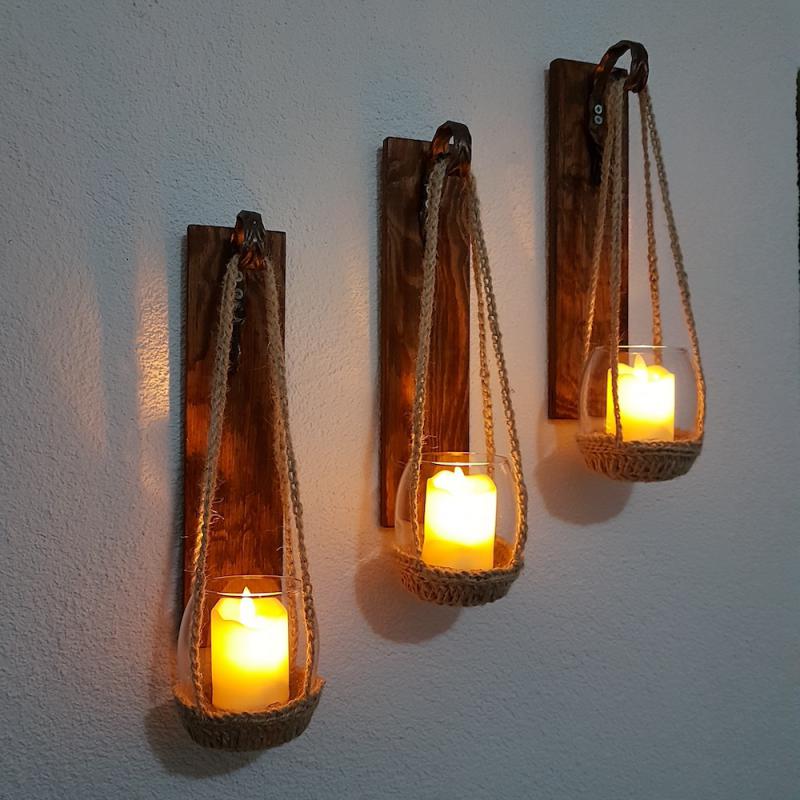 Ceviz%20Renkli,%20Led%20Mumlu%20Aplik%203’lü%20Set