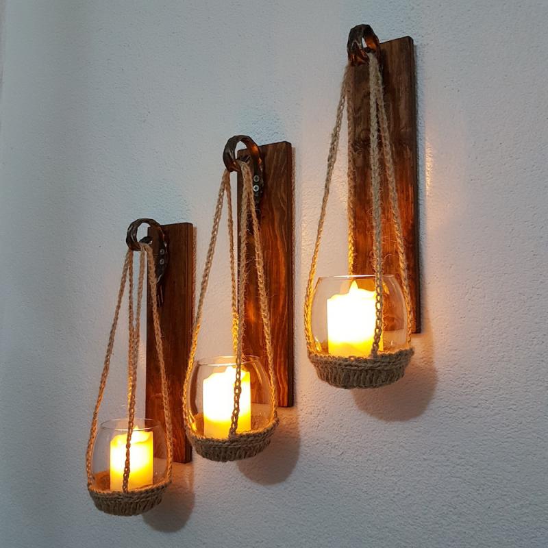 Ceviz%20Renkli,%20Led%20Mumlu%20Aplik%203’lü%20Set