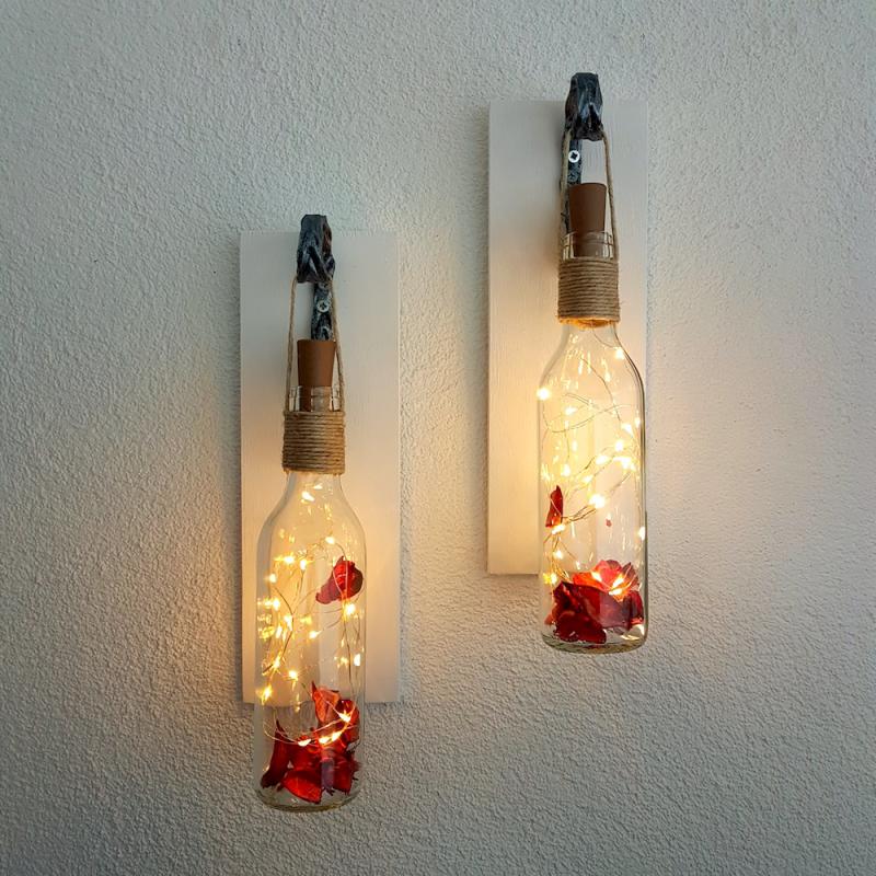 Dekoratif%20Led%20Işıklı,%20Şişe%20Model,%20Beyaz%20Duvar%20Dekor,%20İkili%20Set