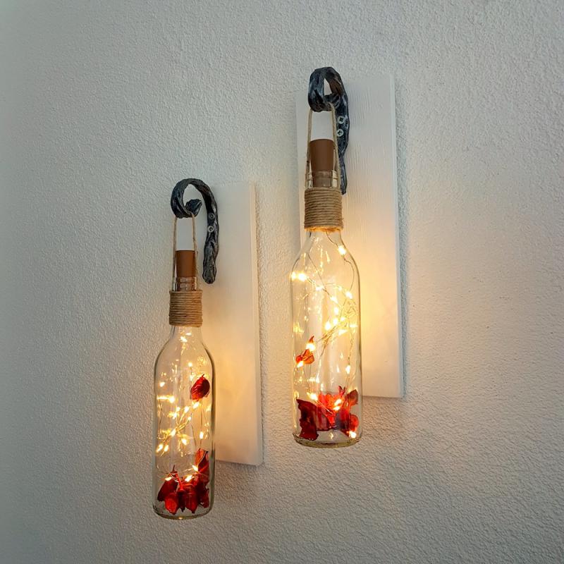 Dekoratif%20Led%20Işıklı,%20Şişe%20Model,%20Beyaz%20Duvar%20Dekor,%20İkili%20Set
