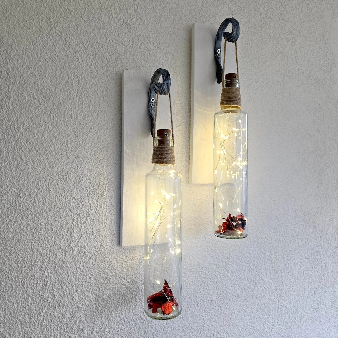 Dekoratif%20Led%20Işıklı,%20Şişe%20Model,%20Beyaz%20Duvar%20Dekor,%20İkili%20Set