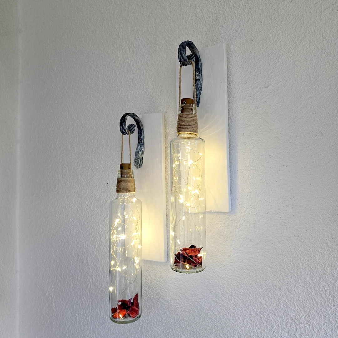 Dekoratif%20Led%20Işıklı,%20Şişe%20Model,%20Beyaz%20Duvar%20Dekor,%20İkili%20Set