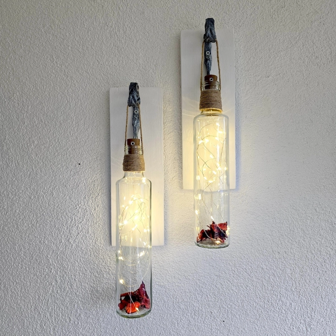 Dekoratif%20Led%20Işıklı,%20Şişe%20Model,%20Beyaz%20Duvar%20Dekor,%20İkili%20Set