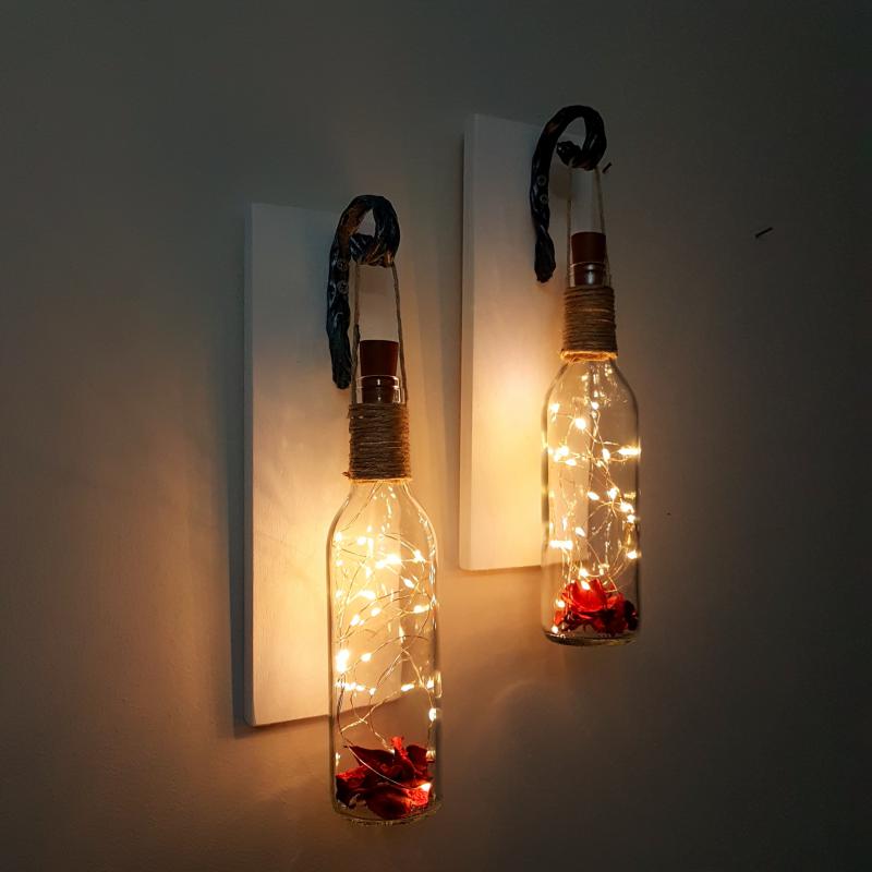 Dekoratif%20Led%20Işıklı,%20Şişe%20Model,%20Beyaz%20Duvar%20Dekor,%20İkili%20Set