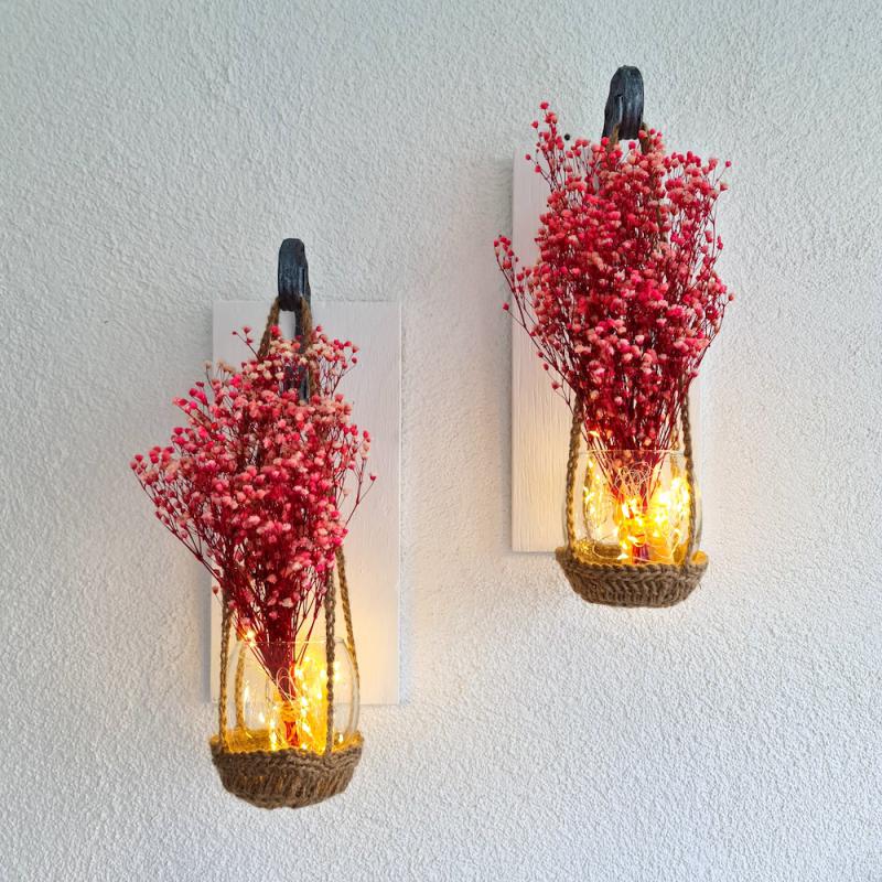 Duvar%20Dekoru,%20Led%20Işıklı,%20Pembe%20Cipso%20Çiçekli,%20Beyaz%20Aplik%20İkili%20Set