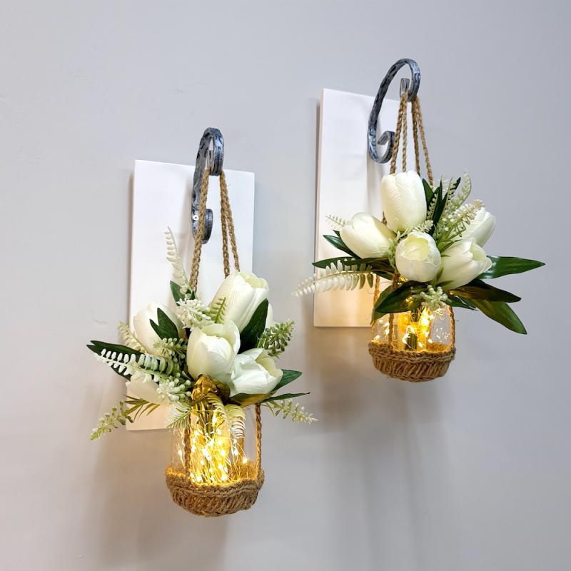Duvar%20Dekoru,%20Led%20Işıklı,%20Beyaz%20Lale%20Çiçekli,%20Beyaz%20Aplik%20İkili%20Set