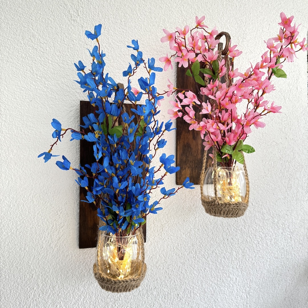 Duvar%20Dekoru,%20Led%20Işıklı,%20Pembe%20ve%20Mavi%20Sakura%20Çiçekli,%20Ceviz%20Aplik%20İkili%20Set