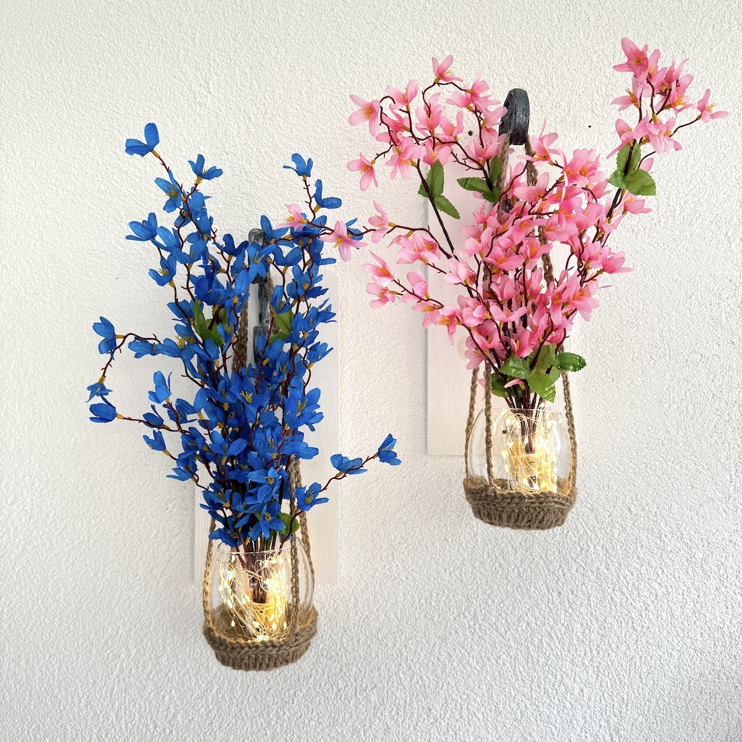 Duvar%20Dekoru,%20Led%20Işıklı,%20Pembe%20ve%20Mavi%20Sakura%20Çiçekli,%20Beyaz%20Aplik%20İkili%20Set