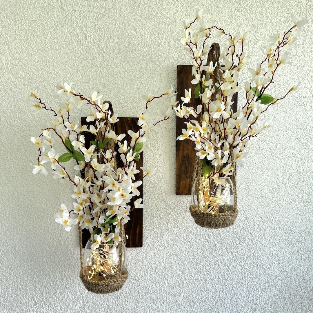 Duvar%20Dekoru,%20Led%20Işıklı,%20Beyaz%20Sakura%20Çiçekli,%20Ceviz%20Aplik%20İkili%20Set