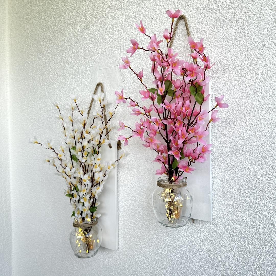 Led%20Işıklı,%20Pembe%20ve%20Beyaz%20Sakura%20Çiçekli%20Duvar%20Dekoru%20Beyaz%20İkili%20Set