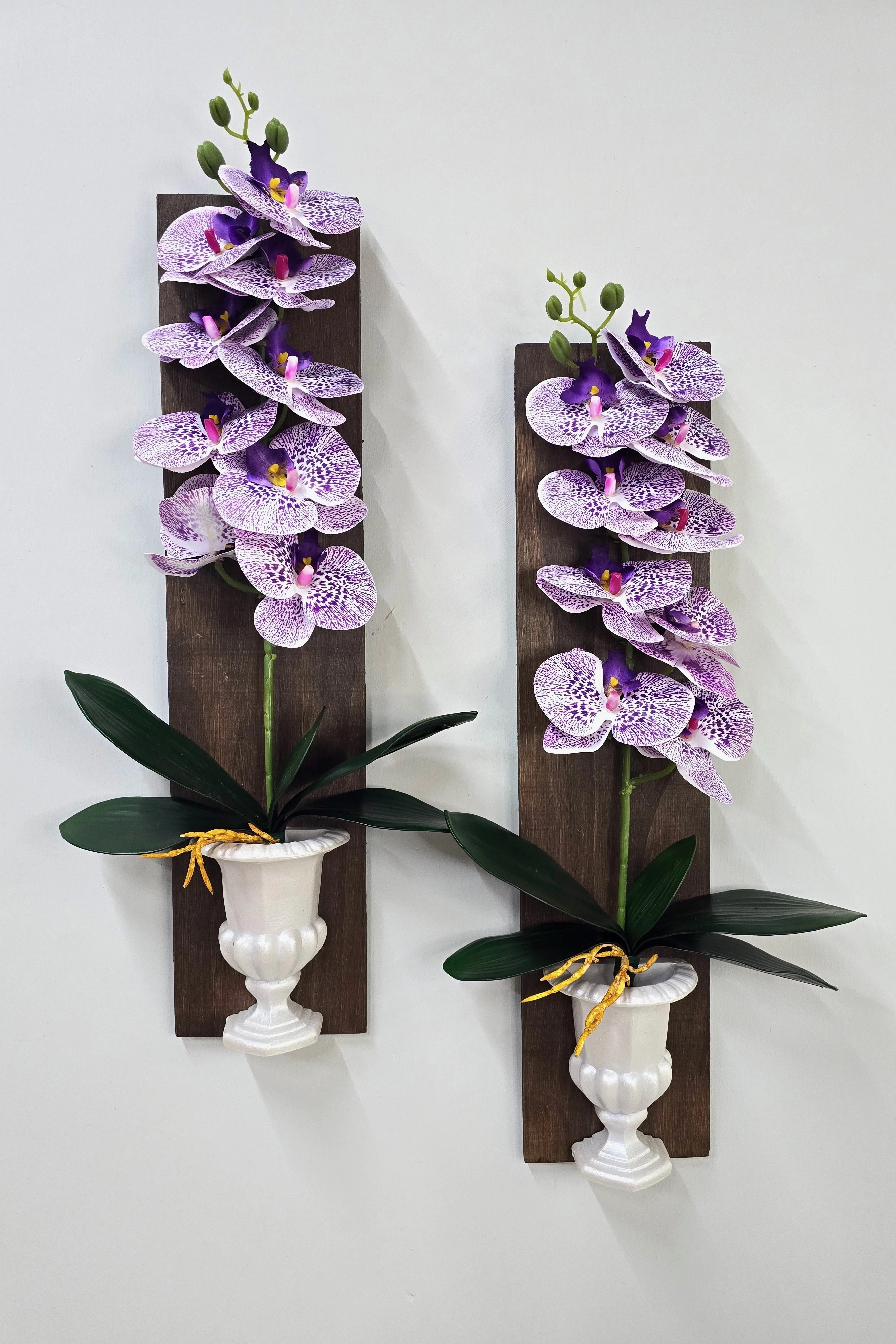 Mor%20Islak%20Orkide%20Çiçekli%20Boy%20Duvar%20Dekoru%20Ceviz%20İkili%20Set