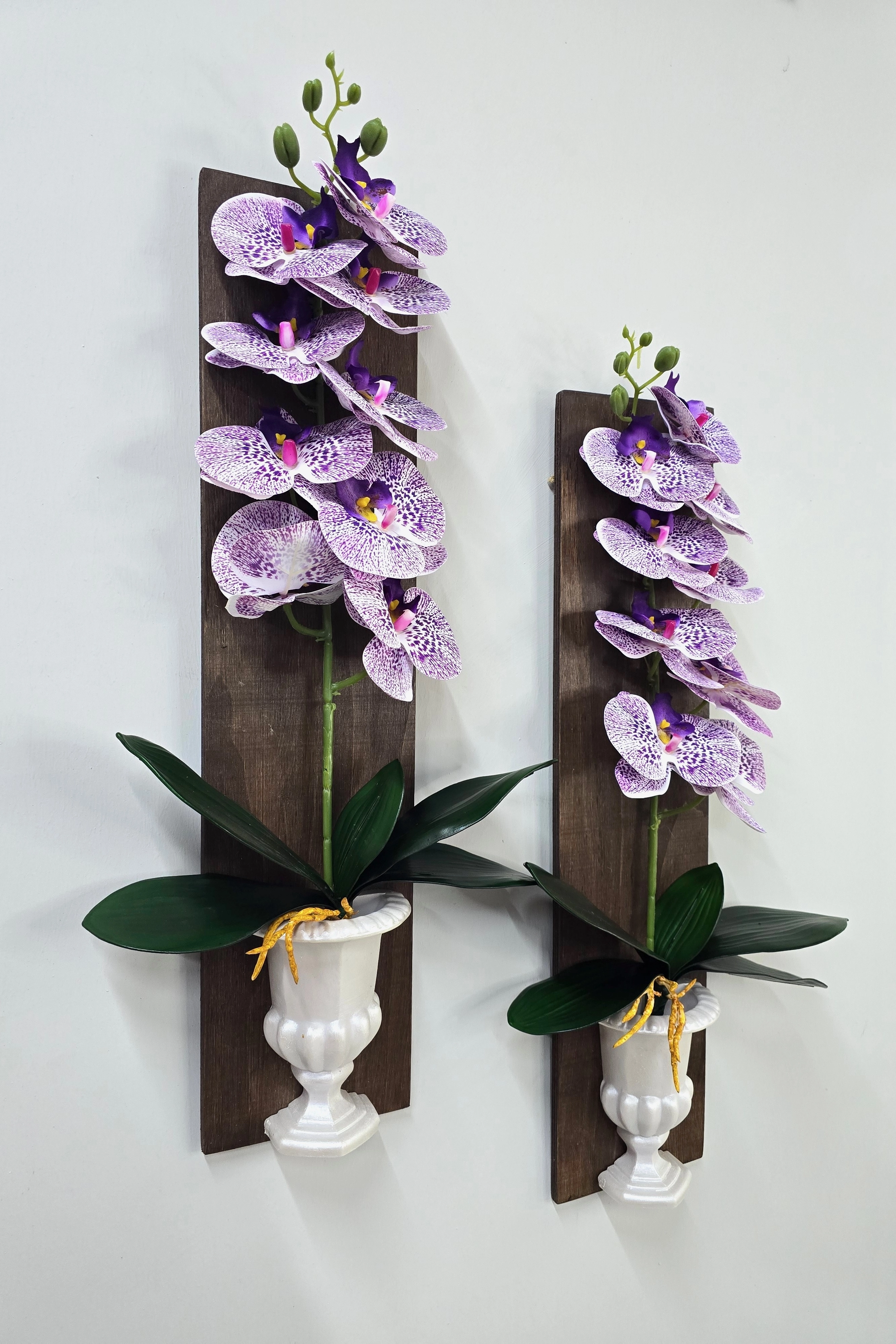 Mor%20Islak%20Orkide%20Çiçekli%20Boy%20Duvar%20Dekoru%20Ceviz%20İkili%20Set