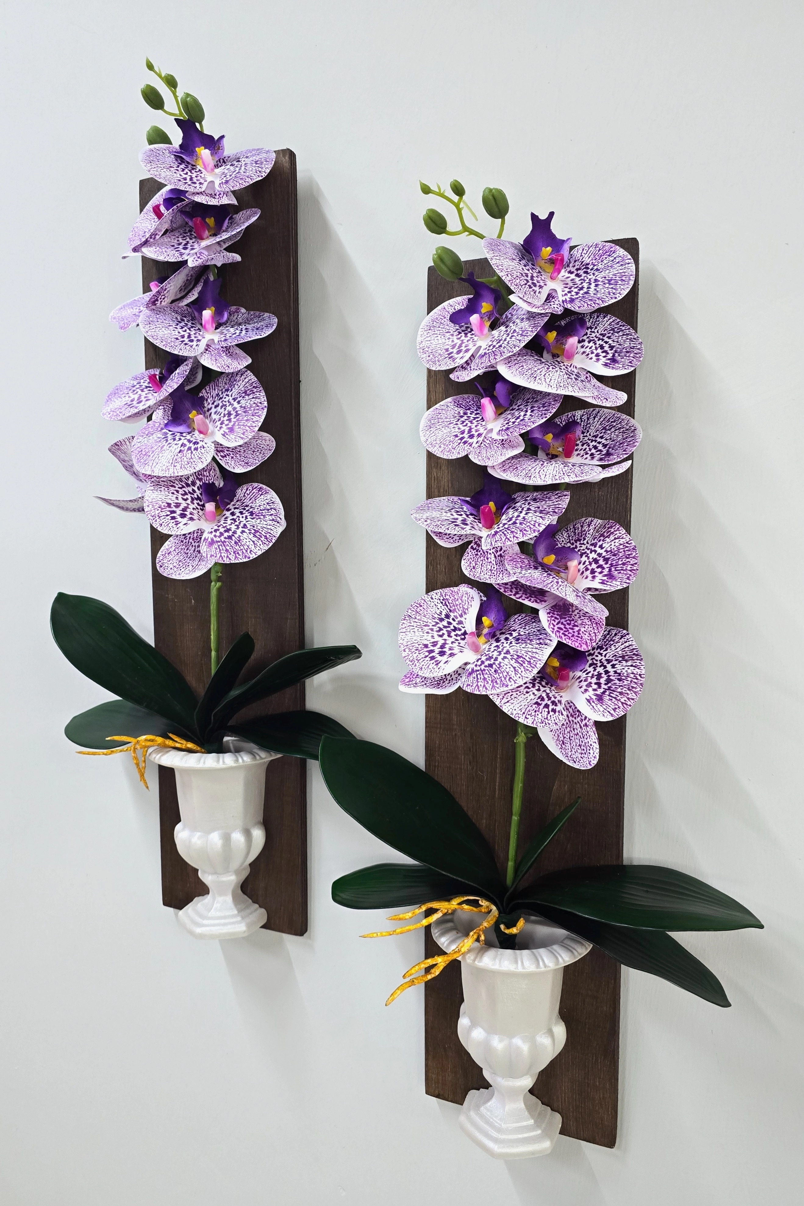 Mor%20Islak%20Orkide%20Çiçekli%20Boy%20Duvar%20Dekoru%20Ceviz%20İkili%20Set