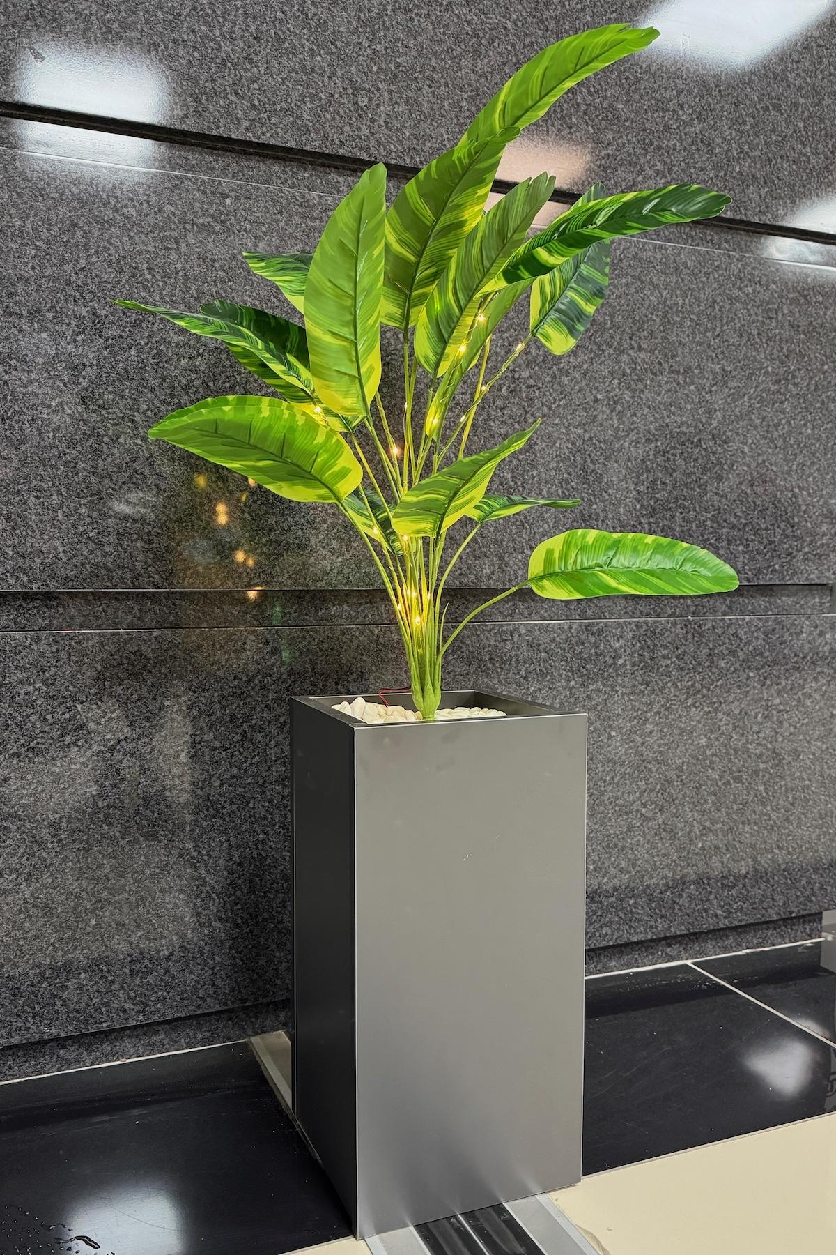 Starliçe%20Çiçekli,%20Led%20Işıklı,%20Koyu%20Gri%20Saksı%20115cm