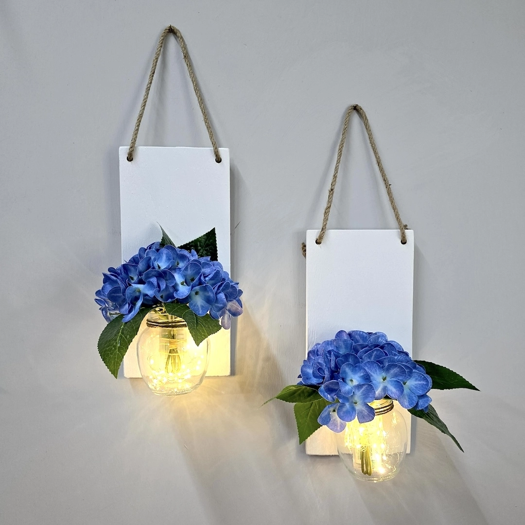 Led%20Işıklı,%20Mavi%20Ortanca%20Çiçekli%20Duvar%20Dekoru%20Beyaz%20İkili%20Set