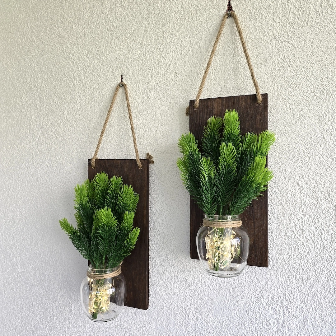 Led%20Işıklı,%20Çam%20Kozalak%20Çiçekli%20Duvar%20Dekoru%20Ceviz%20İkili%20Set