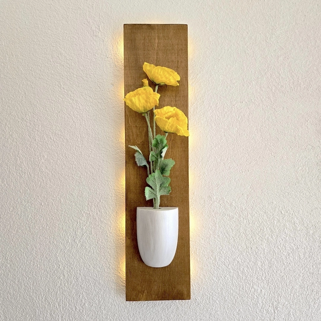 Led%20Işıklı,%20Sarı%20Gelincik%20Çiçekli%20Duvar%20Dekoru,%20Meşe
