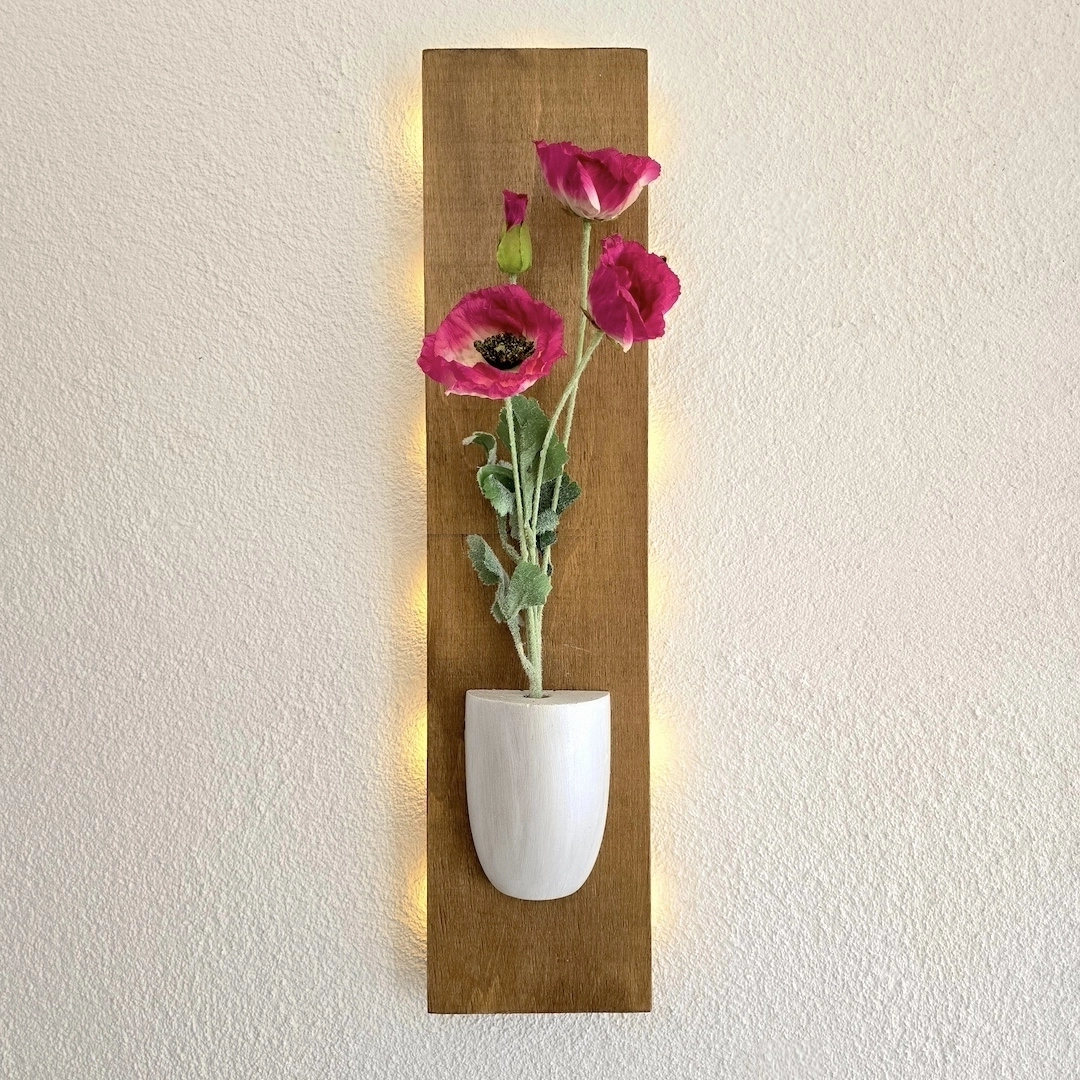 Led%20Işıklı,%20Fuşya%20Gelincik%20Çiçekli%20Duvar%20Dekoru,%20Meşe