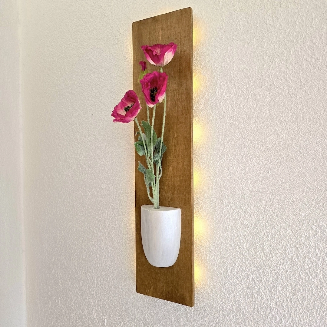 Led%20Işıklı,%20Fuşya%20Gelincik%20Çiçekli%20Duvar%20Dekoru,%20Meşe