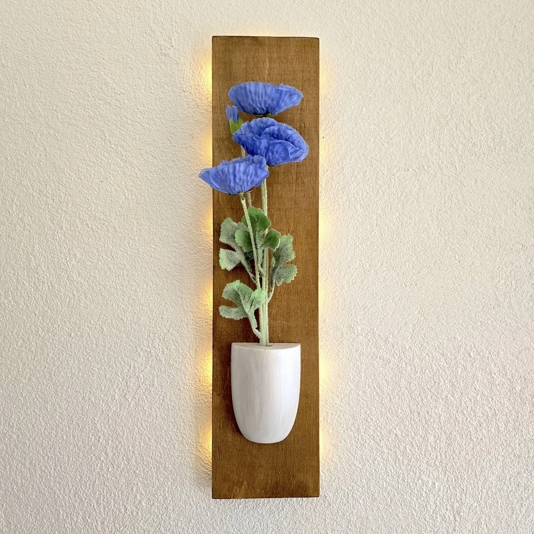 Led%20Işıklı,%20Mavi%20Gelincik%20Çiçekli%20Duvar%20Dekoru,%20Meşe