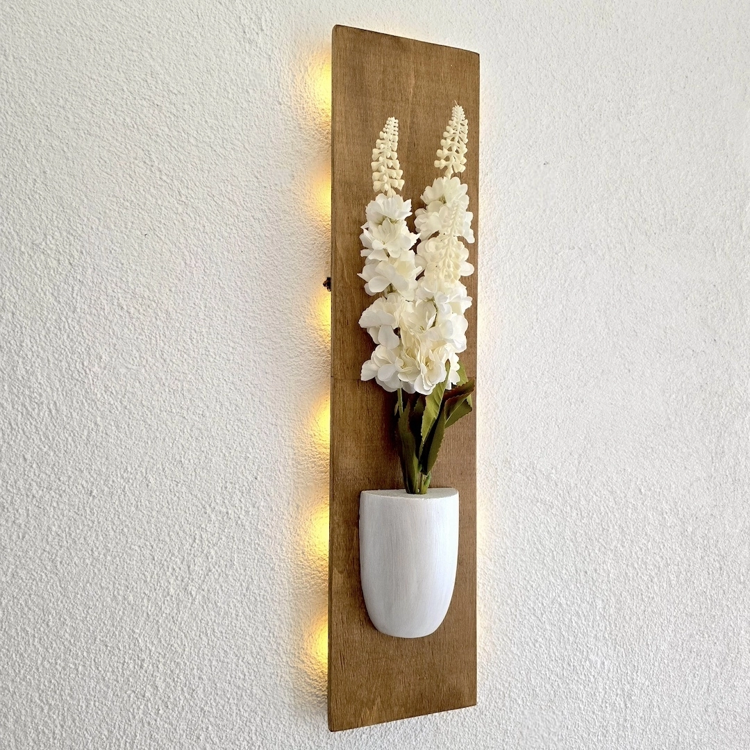 Led%20Işıklı,%20Beyaz%20Şebboy%20Çiçekli%20Duvar%20Dekoru,%20Meşe